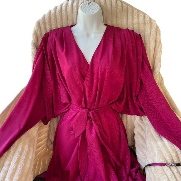 amazing 80s 70s David Brown California fuschia long robe dolman sleeve S - Picture 7 of 8
